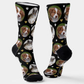 カスタムPet 2フォトハート白黒ポープリント ソックス (傾斜あり)