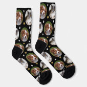 カスタムPet 2フォトハート白黒ポープリント ソックス (右)