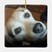 カスタムPet 2フォト金ゴールドスエレガントクリスマ セラミックオーナメント (裏面)