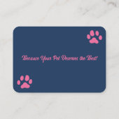 カスタムPet Care Business Card – ネイビーブルー&ピンク 名刺 (裏面)