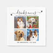 カスタムPet Dogの結婚4 Photo Drinks On Usバー スタンダードカクテルナプキン (正面)