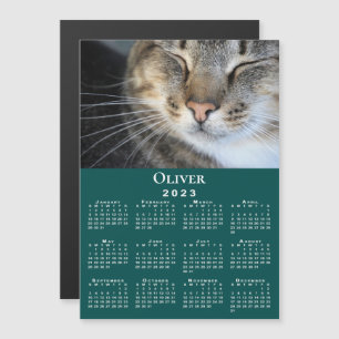 カスタムPet Photo Name 2023カレンダーティール（緑がかった色）マグネット