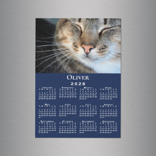 カスタムPet Photo Name 2026カレンダーNavy Magnet