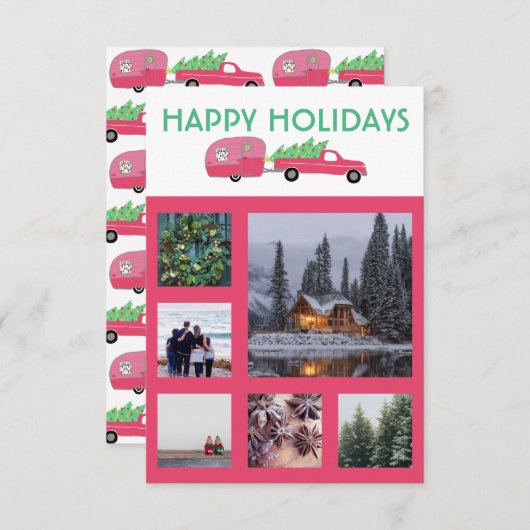 カスタムPHOTOトラックキャンパートレーラークリスマスカード (正面/裏面)