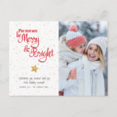 カスタムPhotoメリー Bright Script金ゴールド星素朴 シーズンポストカード (正面)