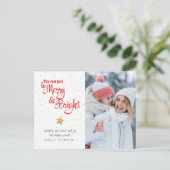 カスタムPhotoメリー Bright Script金ゴールド星素朴 シーズンポストカード (スタンド正面)