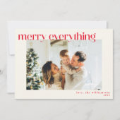 カスタムPhoto モダン Red Happy Everything Christmas シーズンカード (正面)