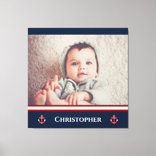 カスタムPhoto 航海の Marine Navy Blue Red White キャンバスプリント