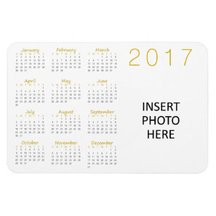 カスタムPhoto 2017カレンダー磁石金ゴールド&ダークグレー マグネット