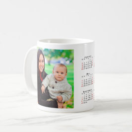 カスタムPhoto 2025カレンダー赤い週末 コーヒーマグカップ
