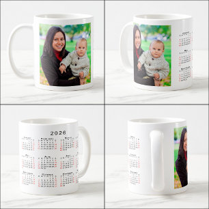 カスタムPhoto 2026カレンダー赤い週末 コーヒーマグカップ