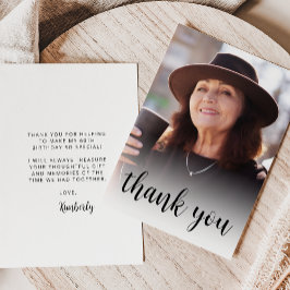 カスタムPhoto 60th Birthday Party Black Script サンキューカード