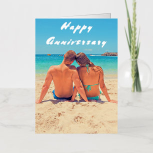 カスタムPhoto Anniversary Card Your Romantic Photos 箔グリーティングカード