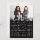 カスタムPhoto Blackミニマル Calendar 2026 Business シーズンカード (正面)