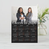 カスタムPhoto Blackミニマル Calendar 2026 Business シーズンカード (スタンド正面)