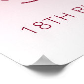 カスタムPhoto Burgundy 18誕生日へようこそ ポスター (角)