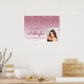 カスタムPhoto Burgundy 18誕生日へようこそ ポスター (キッチン)