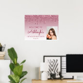 カスタムPhoto Burgundy 18誕生日へようこそ ポスター (ホームオフィス)