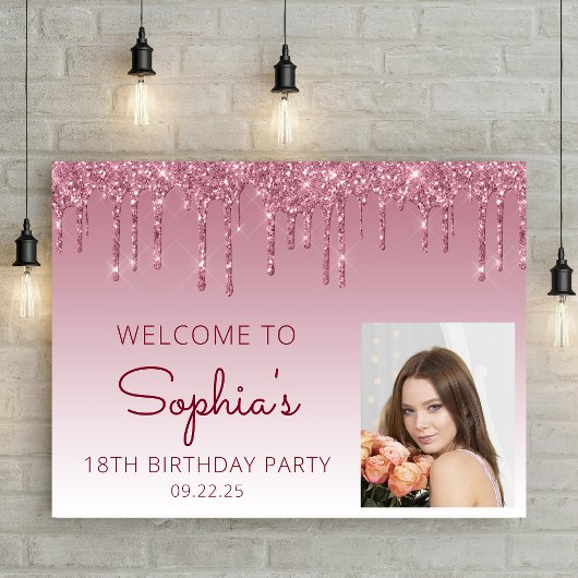 カスタムPhoto Burgundy 18誕生日へようこそ ポスター