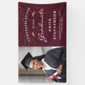 カスタムPhoto Burgundy White Script金ゴールド卒業 横断幕 (縦)