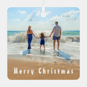 カスタムPhoto Christmas Orantives Your Family Photos メタルオーナメント