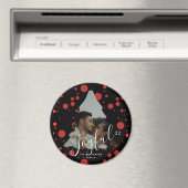 カスタムPhoto Christmas Tree黒と赤のドット マグネット (インサイチュ (食洗機))