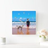 カスタムPhoto Clock – ペットと夏のデザイン スクエア壁時計 (ホーム)