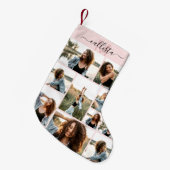 カスタムPhoto Collageモノグラム名イニシャル スモールクリスマスストッキング (正面 (吊り時))