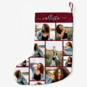 カスタムPhoto Collageモノグラム名イニシャル スモールクリスマスストッキング (裏面)