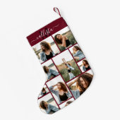 カスタムPhoto Collageモノグラム名イニシャル スモールクリスマスストッキング (裏面 (吊り時))
