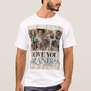 "カスタムPhoto Collage 'Love You Grandpa' Tシャツ –