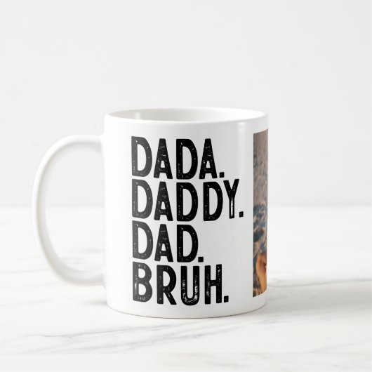 カスタムPHOTO DADA DADDYパパBRUH父の日 コーヒーマグカップ (左)