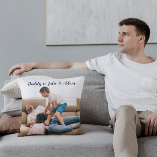 カスタムPhoto Daddy Kids Names Script Father's day クッション
