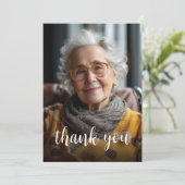 カスタムPhoto Dusty Blue 80th誕生日パーティー サンキューカード (スタンド正面)