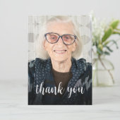 カスタムPhoto Dusty Blue 90th誕生日パーティー サンキューカード (スタンド正面)