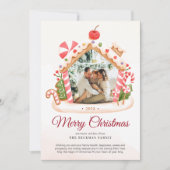 カスタムPhoto Gingerbread Houseクリスマス シーズンカード (正面)