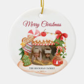 カスタムPhoto Gingerbread Houseクリスマス セラミックオーナメント (正面)