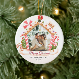 カスタムPhoto Gingerbread Houseクリスマス セラミックオーナメント