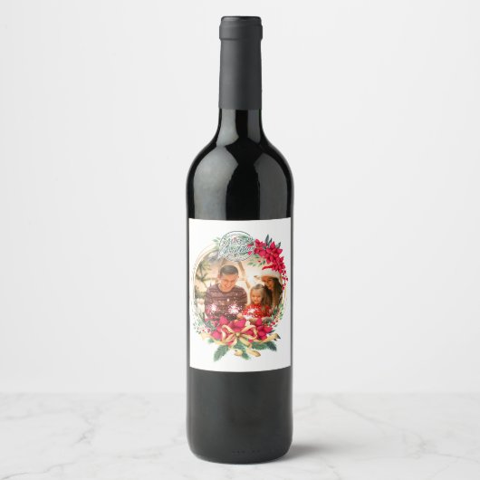カスタムPhoto Holiday Christmas Wine labels ワインラベル (正面)