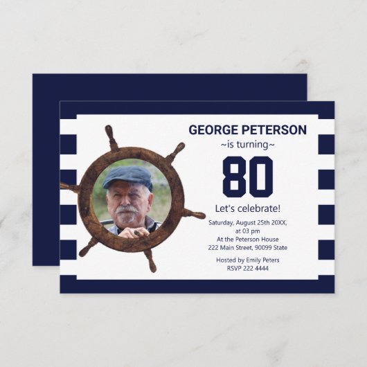 カスタムPhoto in Rudder誕生日招待状 招待状 (正面/裏面)