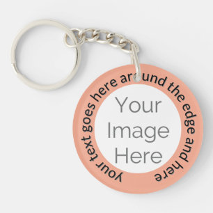 カスタムPhoto Keychain - Circle Layout on Peach キーホルダー