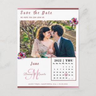 カスタムPhoto Metallic Coral Calendar日付を保存 ポストカード