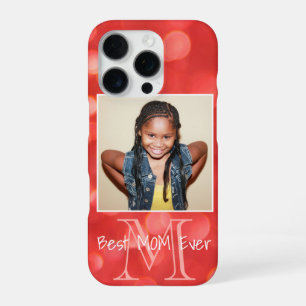 カスタムPhoto Monogramあなたの名前を追加サンゴグリッター iPhone 16 Proケース