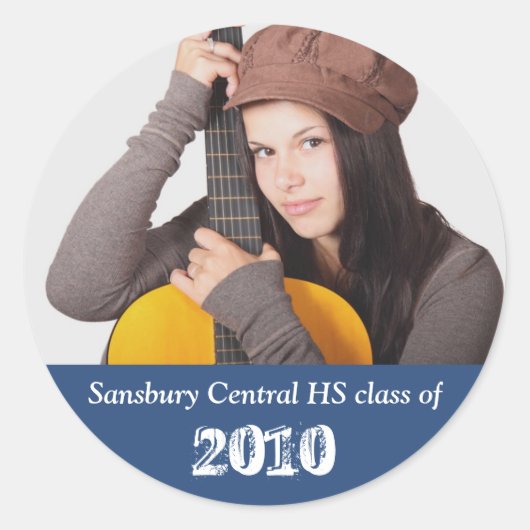 カスタムphoto navy blue graduation memory keepsake ラウンドシール (正面)