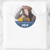 カスタムphoto navy blue graduation memory keepsake ラウンドシール (バッグ)