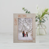 カスタムPhoto On Jute Burlapパタフェイクーンバラ金ゴールド 箔シーズンポストカード (立ち正面)