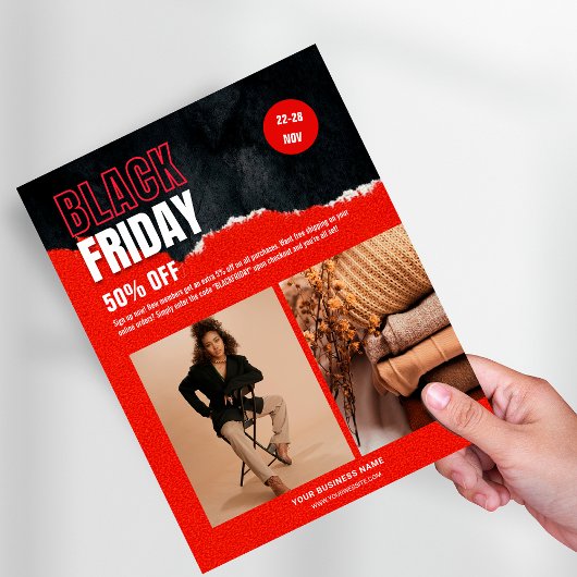 カスタムPhoto Red Black Friday Product Promo チラシ