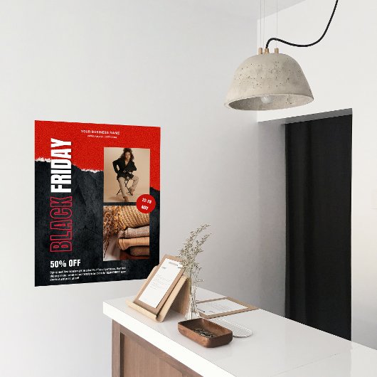 カスタムPhoto Red Black Friday Product Promo ポスター