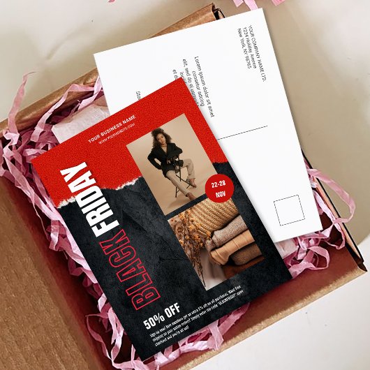 カスタムPhoto Red Black Friday Product Promo ポストカード