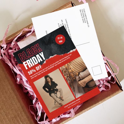 カスタムPhoto Red Black Friday Product Promo ポストカード